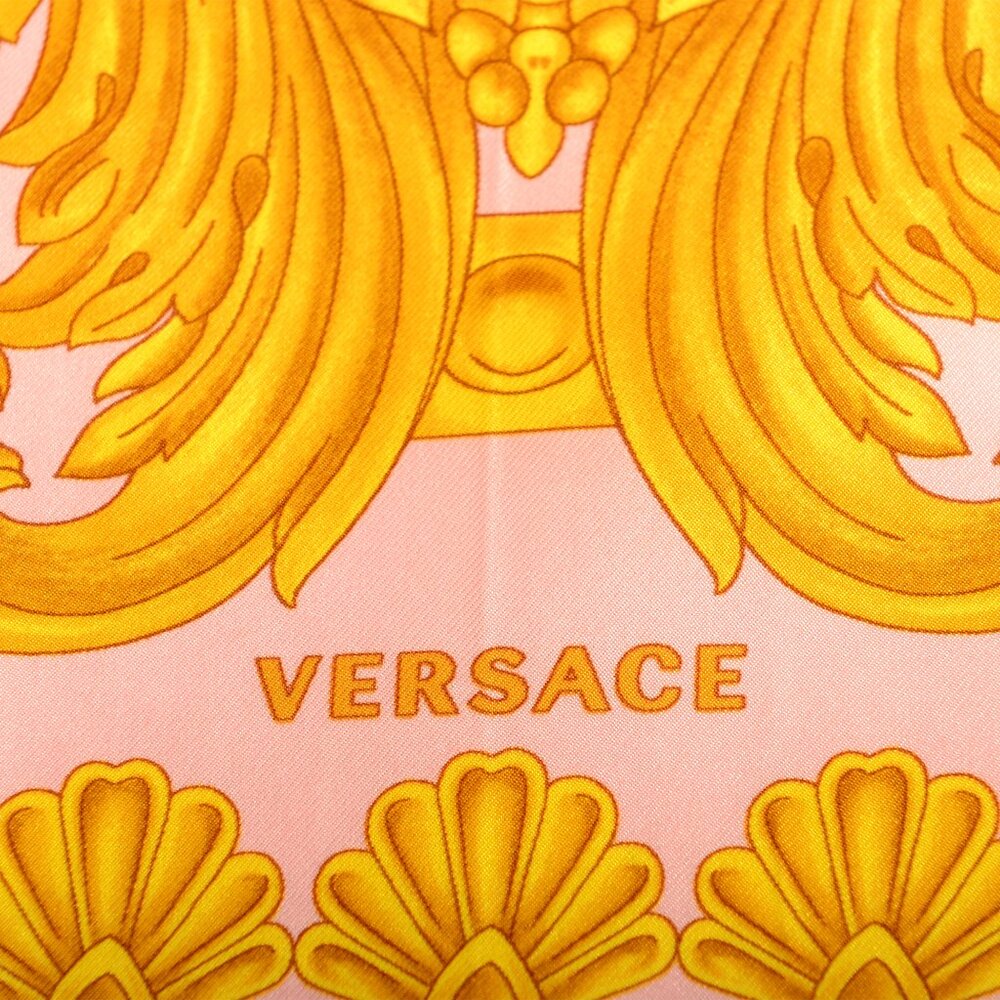 Versace Pink & Gold Heritage Print 100% Silk Shawl Scarf - Picture 2 of 5